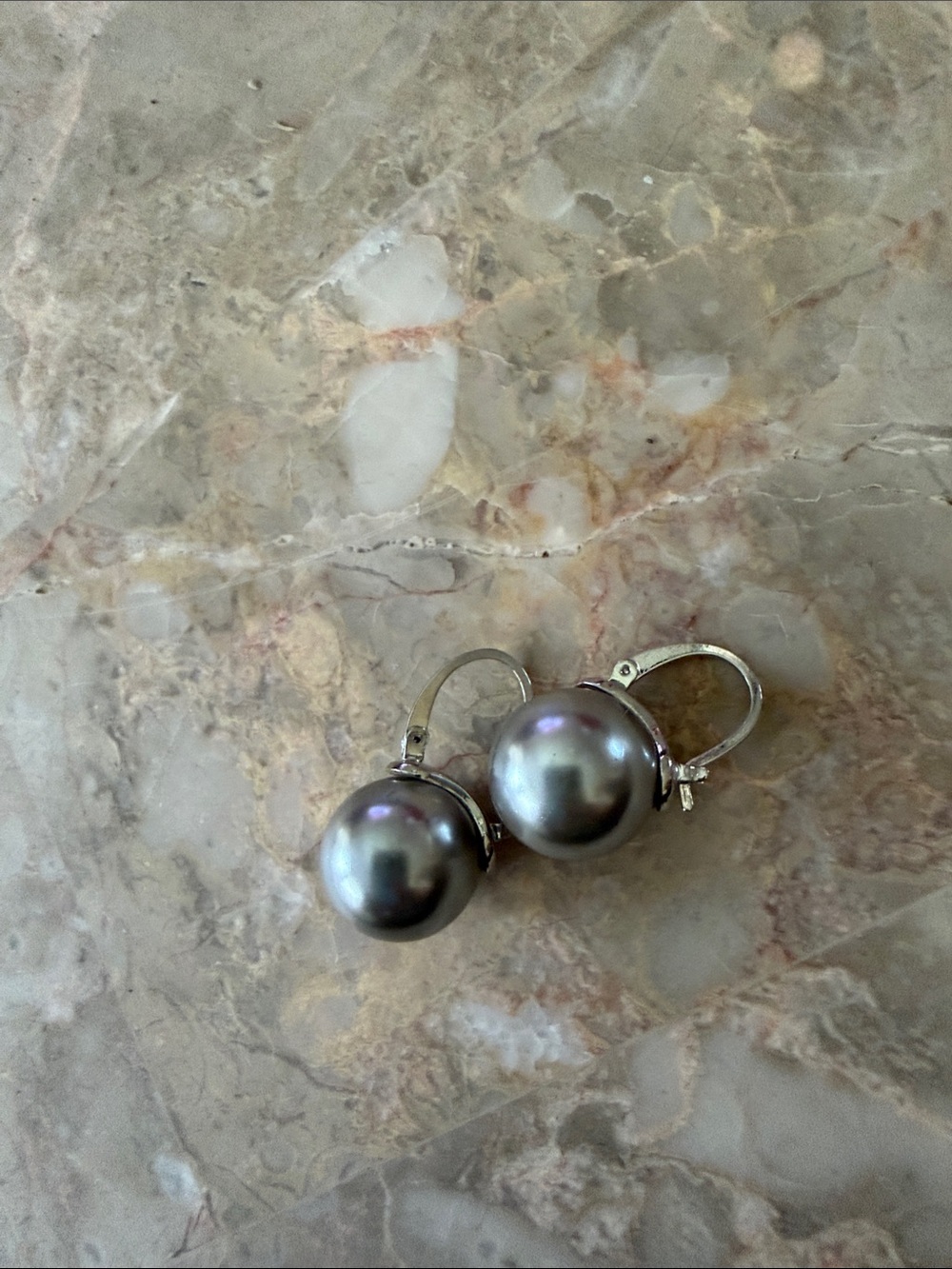 Brighton Silver-Tone Pearl Ball Leverback Drop Earrings